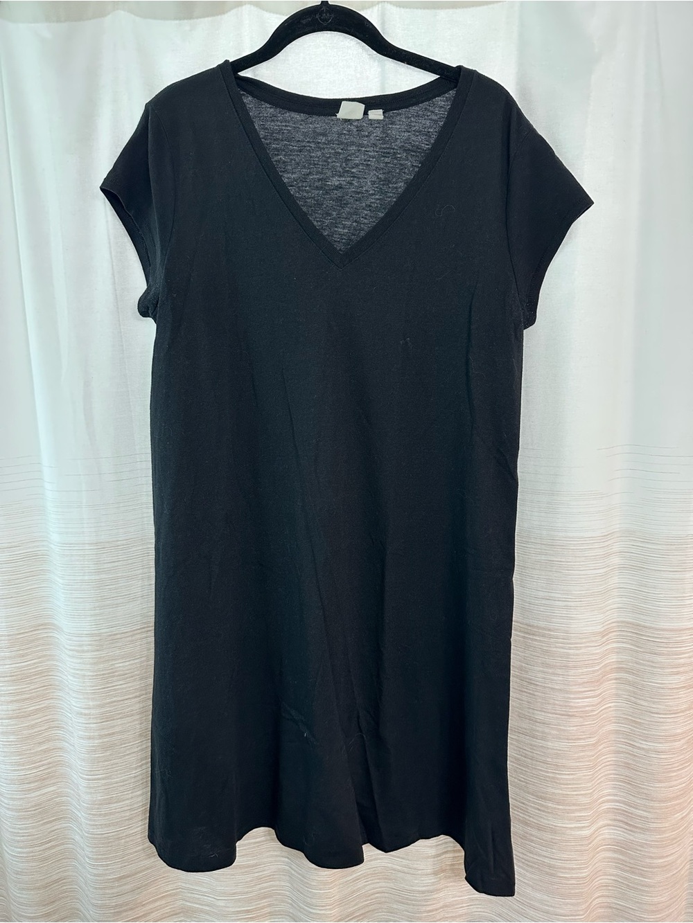 Gap Black V-Neck T-Shirt Dress Size L